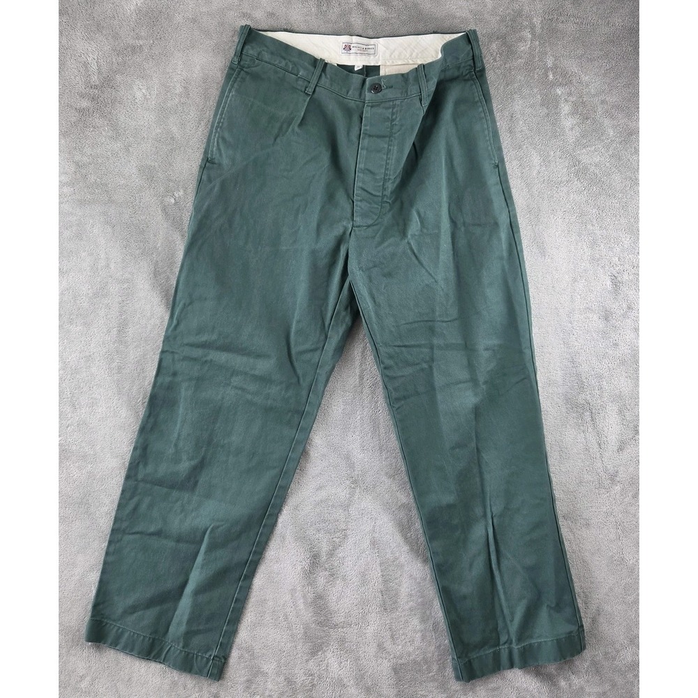 Wallace & Barnes Creased Work Pleated Pant Green Twill Fatigue Officer 32x30